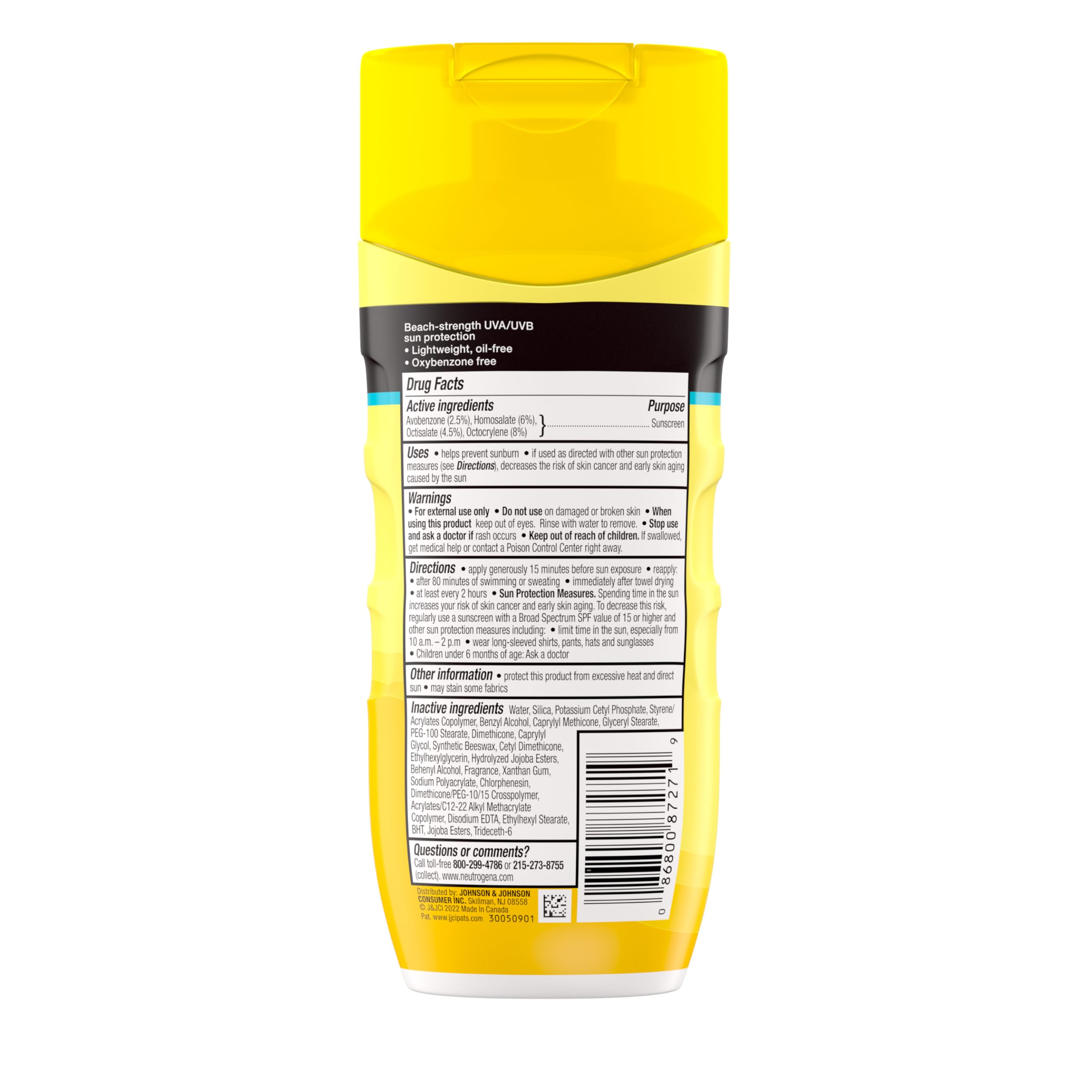 Neutrogena Beach Defense SPF 30 bottle shown beside beach gear for sun care