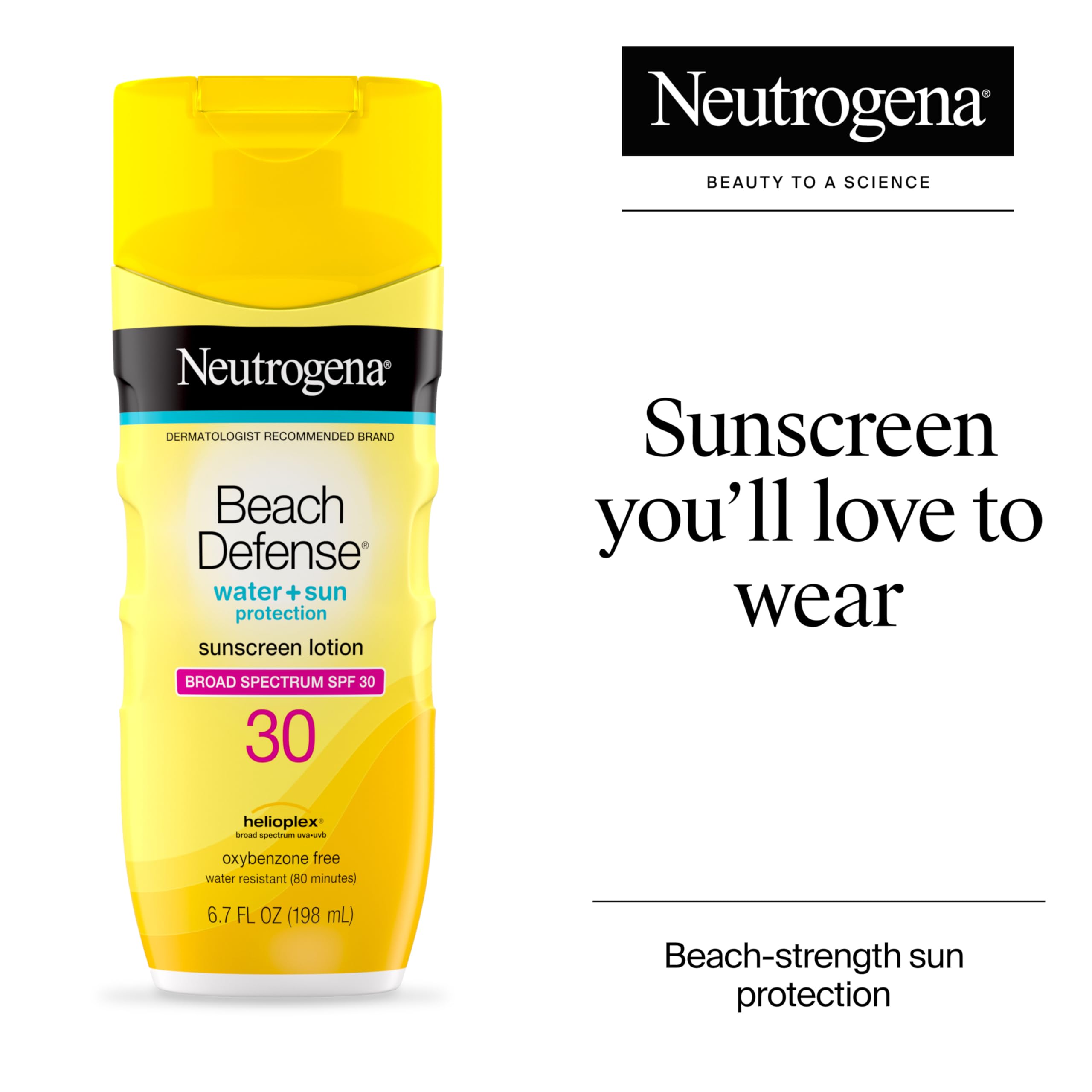 Neutrogena Beach Defense SPF 30 shows lightweight, oil-free texture for fast absorption
