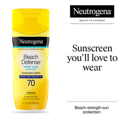 Neutrogena Beach Defense SPF 70 on face for easy coverage