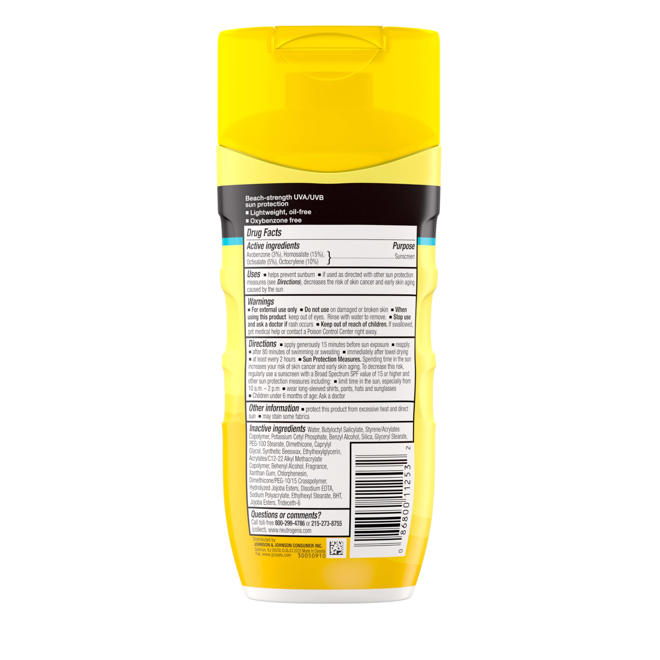 Hawaii Reef Act compliant label on Neutrogena Beach Defense sunscreen
