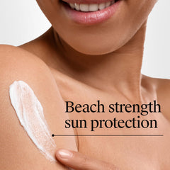 Sunscreen shown while being used during swimming or sweating