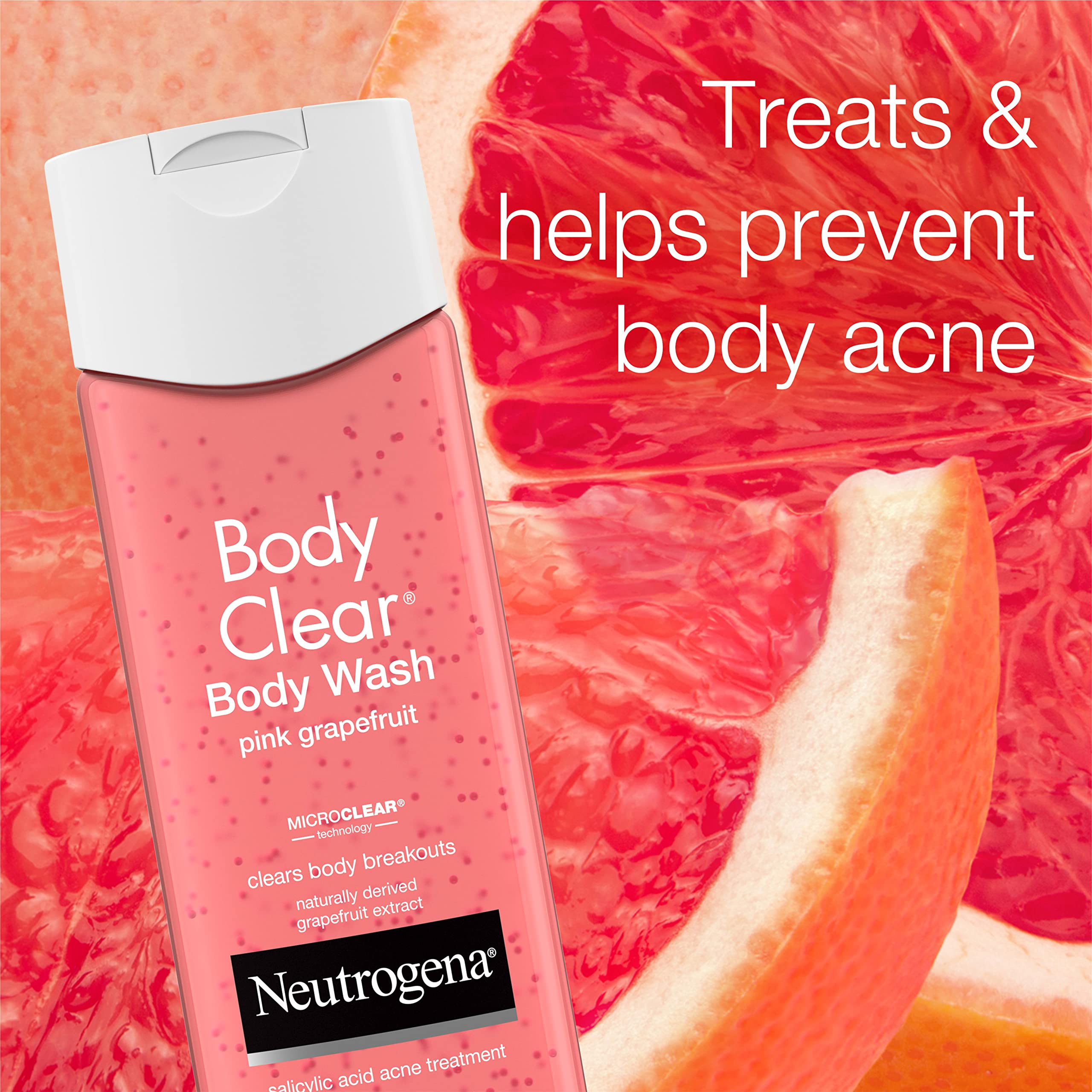 Back and shoulders being treated with Neutrogena Body Clear during daily shower.