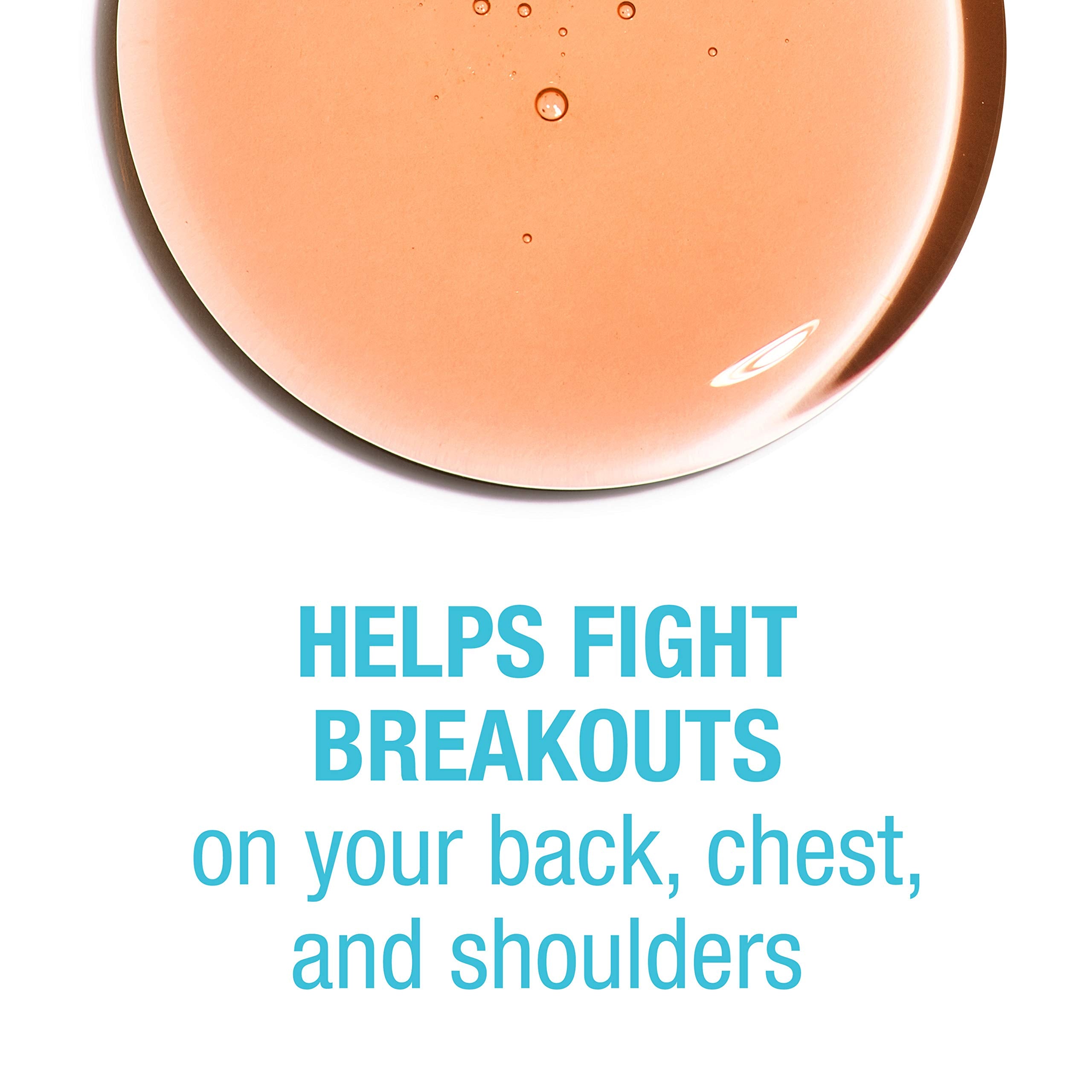 Close-up of Neutrogena Body Clear label showing 2% salicylic acid for acne-prone skin