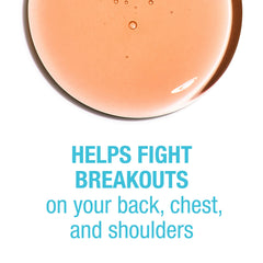 Close-up of Neutrogena Body Clear label showing 2% salicylic acid for acne-prone skin