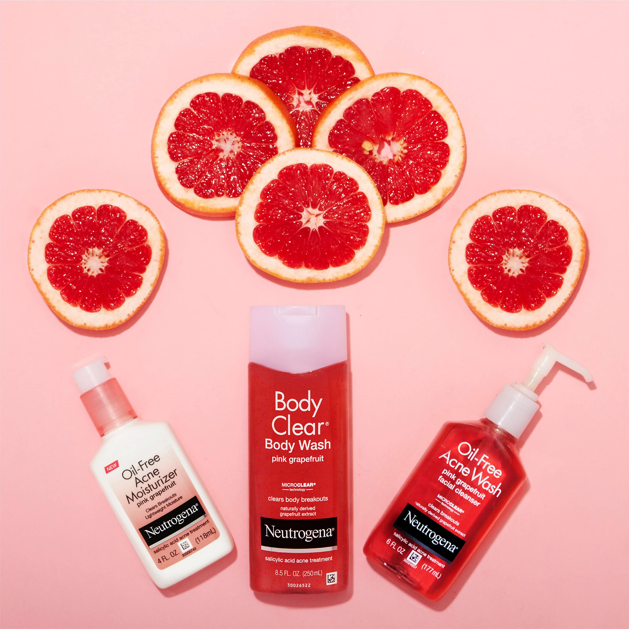 Grapefruit scent note from Neutrogena Body Clear freshens the shower routine.