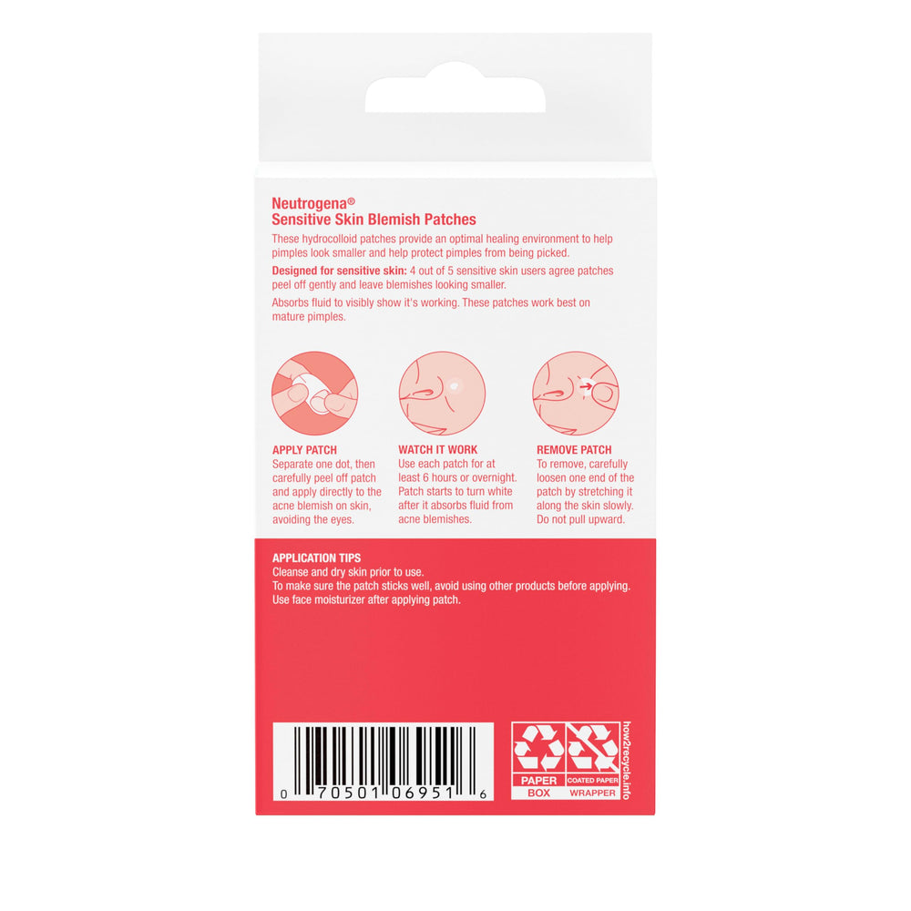 Neutrogena patch applied to clean dry skin helps avoid irritation