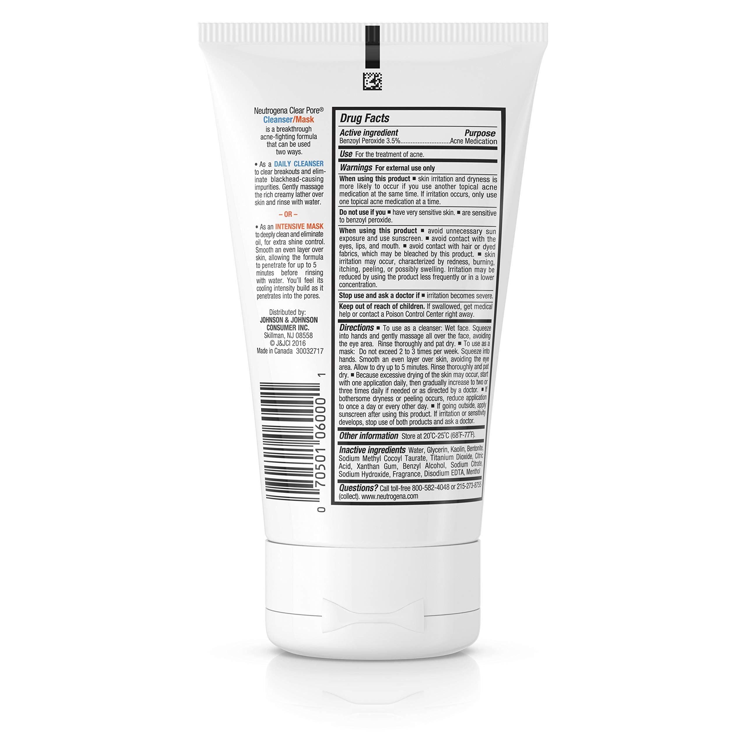 Neutrogena Clear Pore bottle label visible signaling dermatologist-tested pore care.