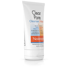 Neutrogena Clear Pore clay texture close-up highlighting kaolin and bentonite cleansing power.