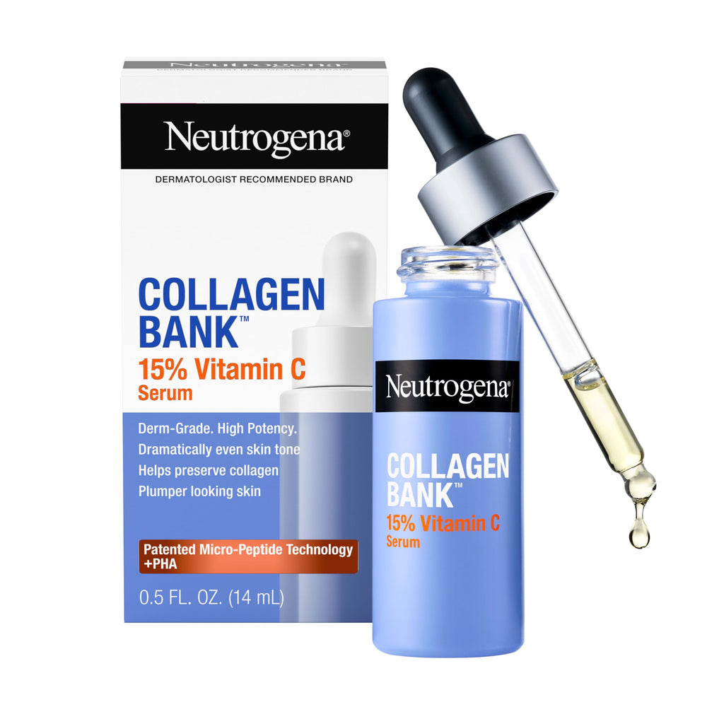 Neutrogena Collagen Bank serum bottle with high-potency Vitamin C for brighter skin