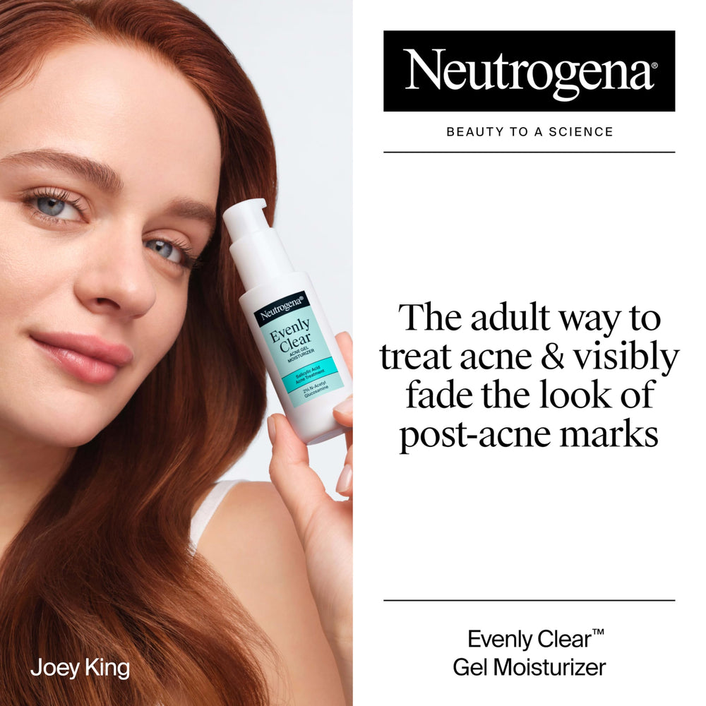 Neutrogena Evenly Clear gel texture close-up highlights smooth, non-greasy feel.