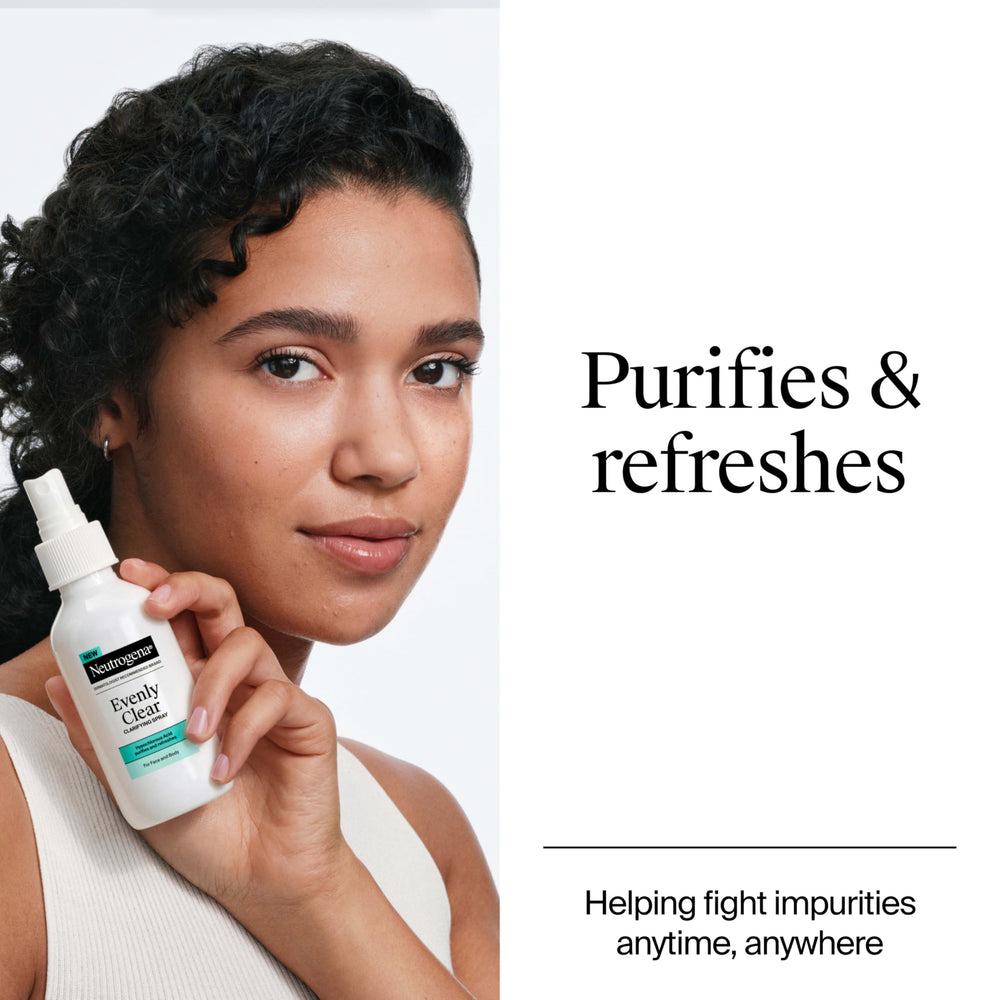Neutrogena Evenly Clear Clarifying Spray fragrance-free formula ideal for sensitive skin