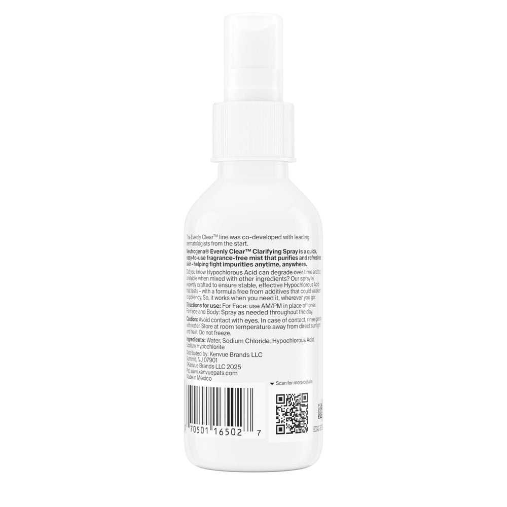 Neutrogena Evenly Clear Clarifying Spray helps manage oily-prone skin throughout the day