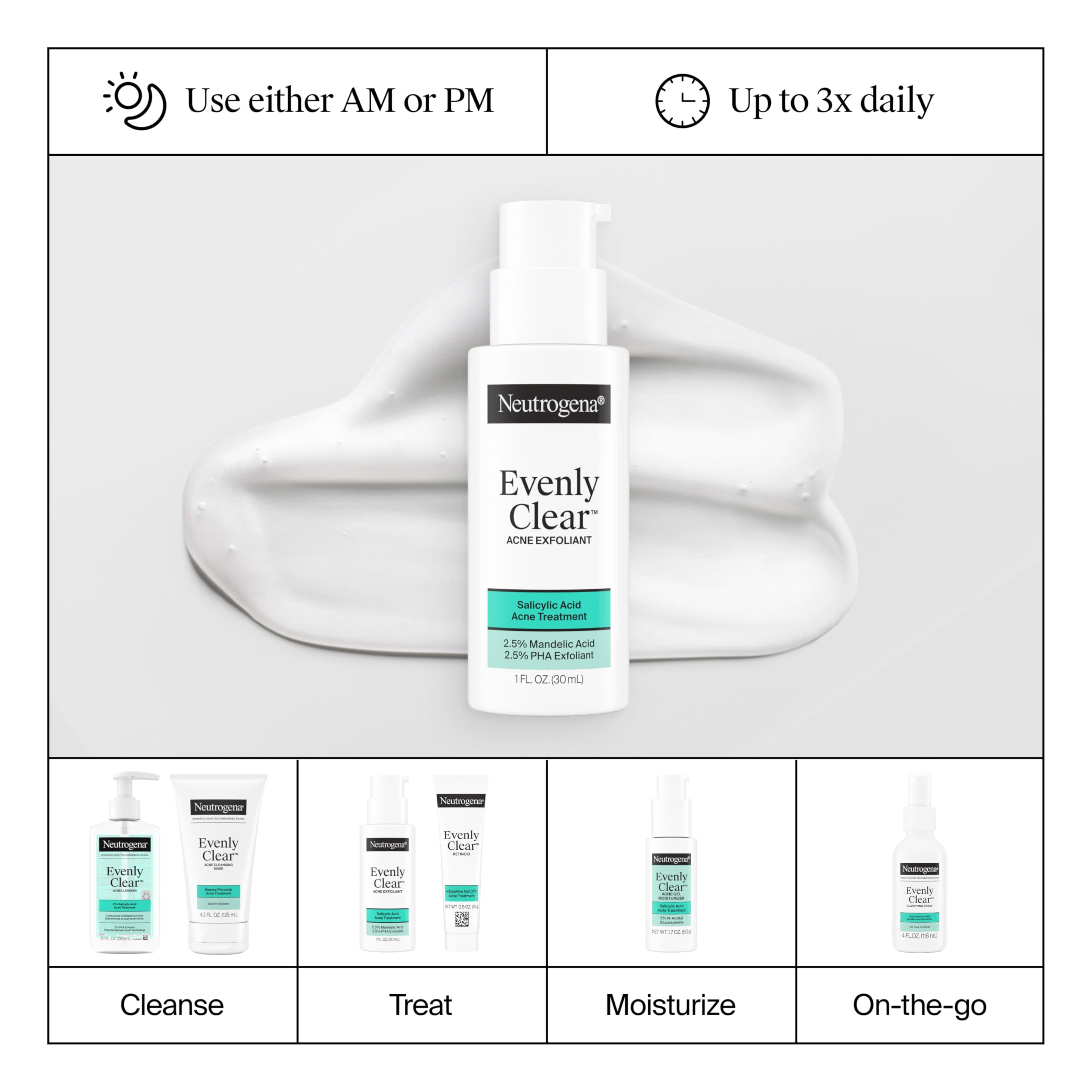 Neutrogena Evenly Clear lightweight formula absorbs quickly without residue
