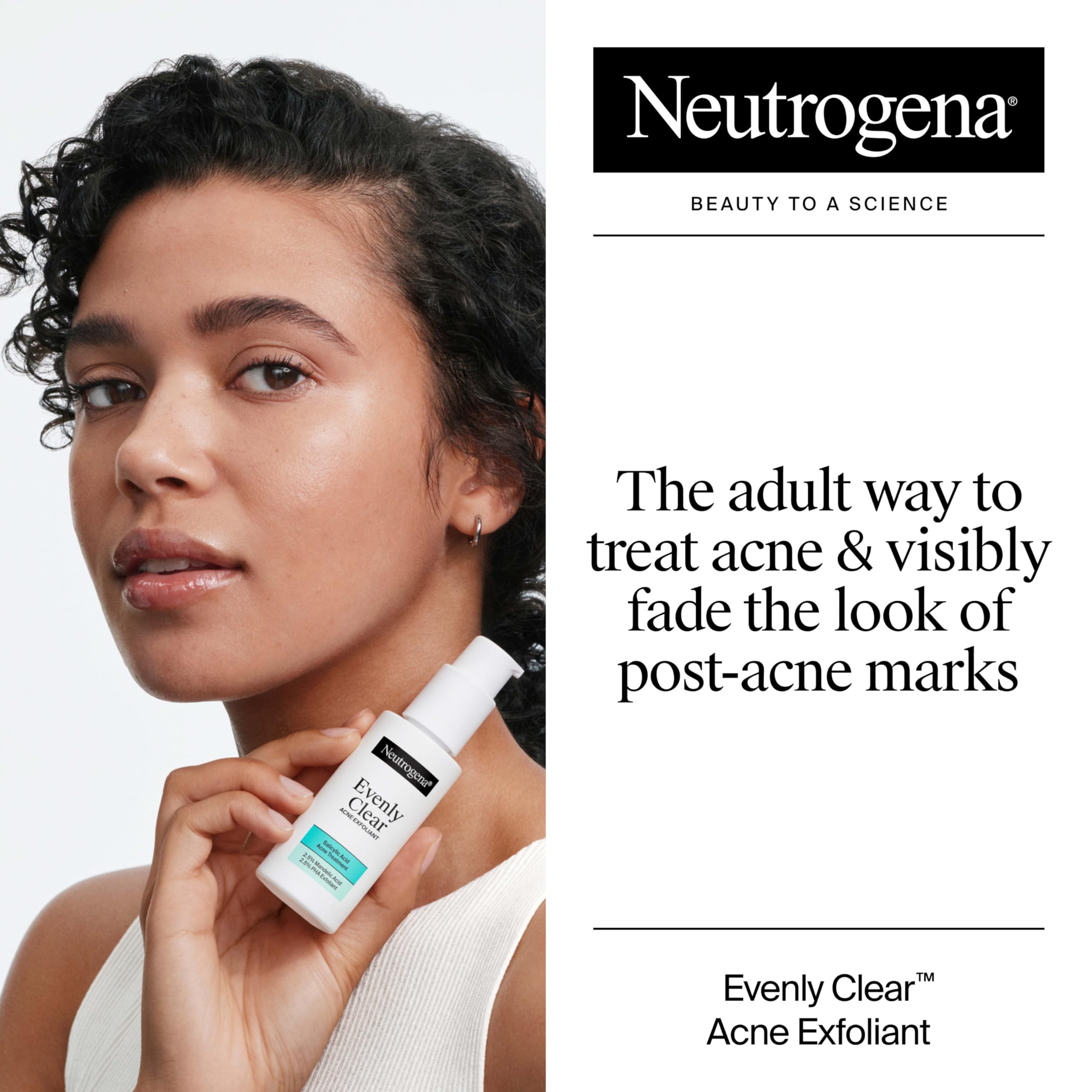 Neutrogena Evenly Clear serum dropper ready to dispense precise exfoliation