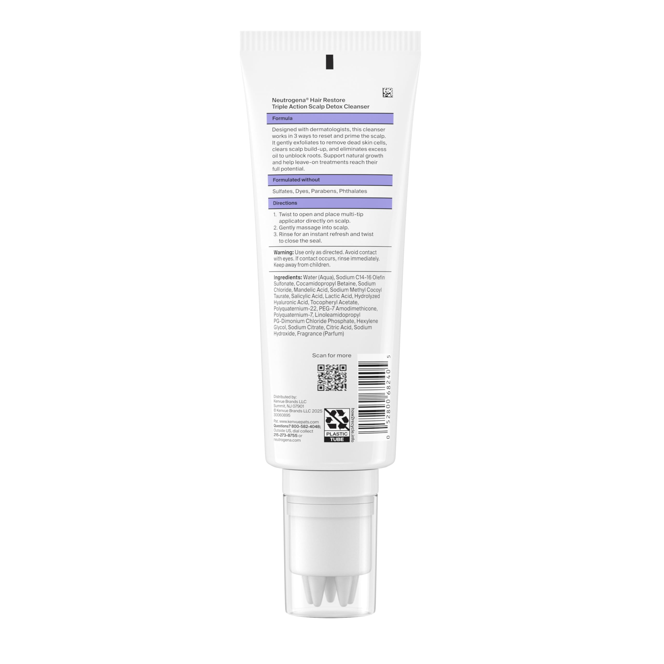 Neutrogena product label emphasizes sulfate- and dye-free formulation.