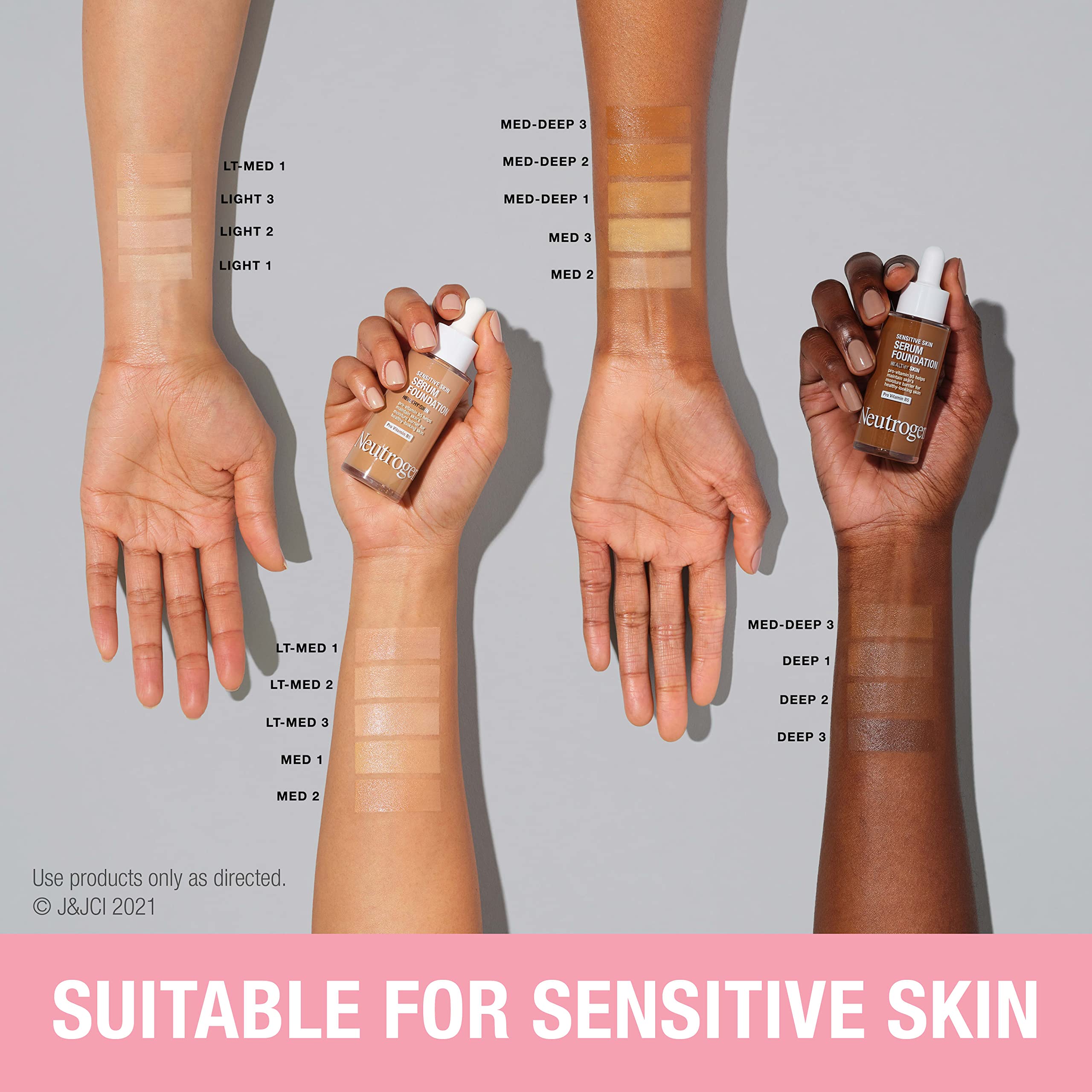 Neutrogena Healthy Skin Serum Foundation texture close-up revealing sheer-to-light coverage.