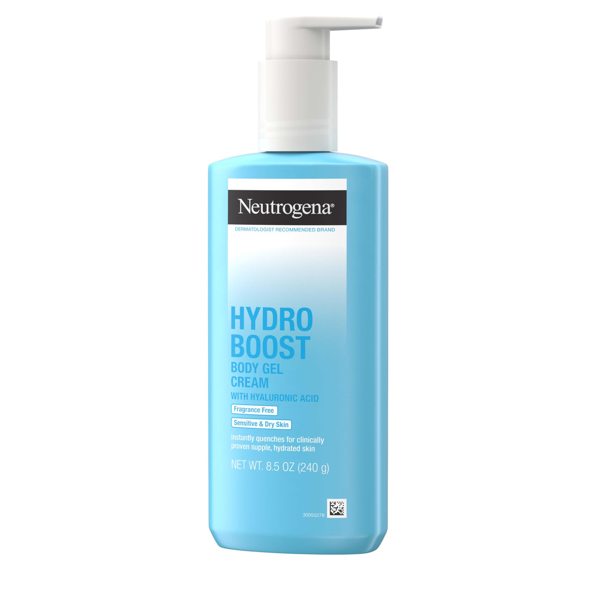 Neutrogena Hydro Boost Body Gel Cream bottle pour showing hydration-ready formula