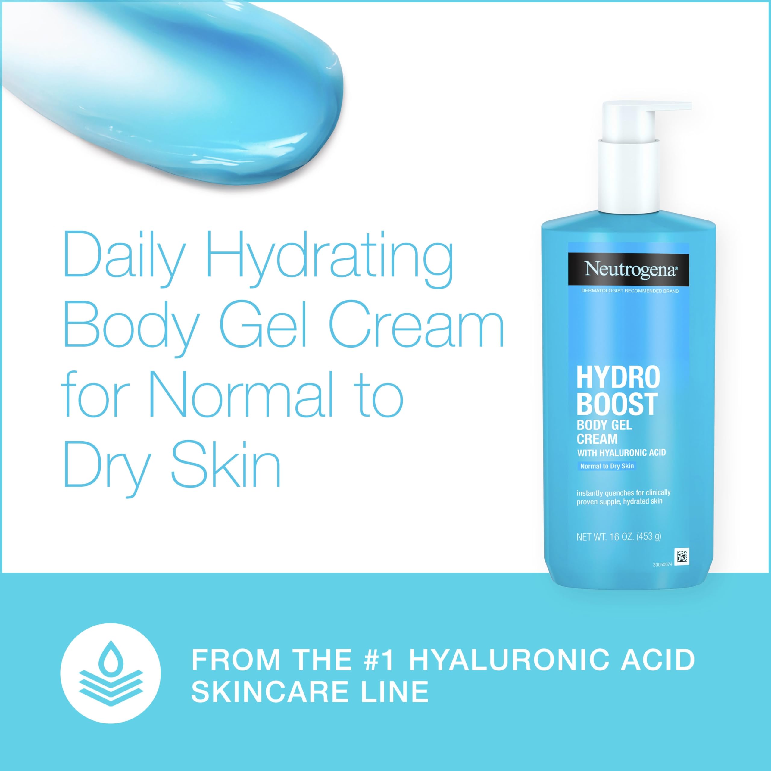 Neutrogena Hydro Boost gel-cream texture close-up shows lightweight, non-greasy feel.