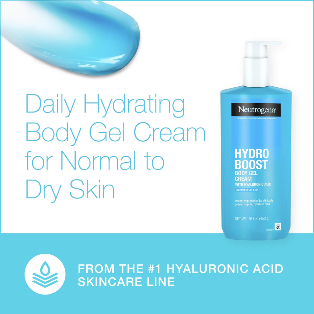 Neutrogena Hydro Boost gel-cream texture close-up shows lightweight, non-greasy feel.