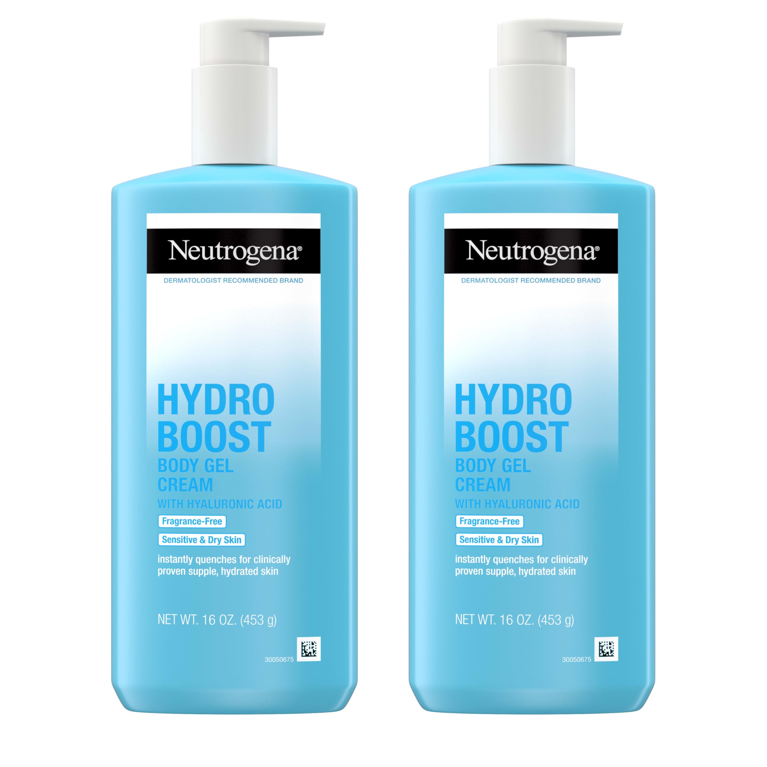 Neutrogena Hydro Boost Body Gel Cream tub close-up shows hydrating formula for dry skin