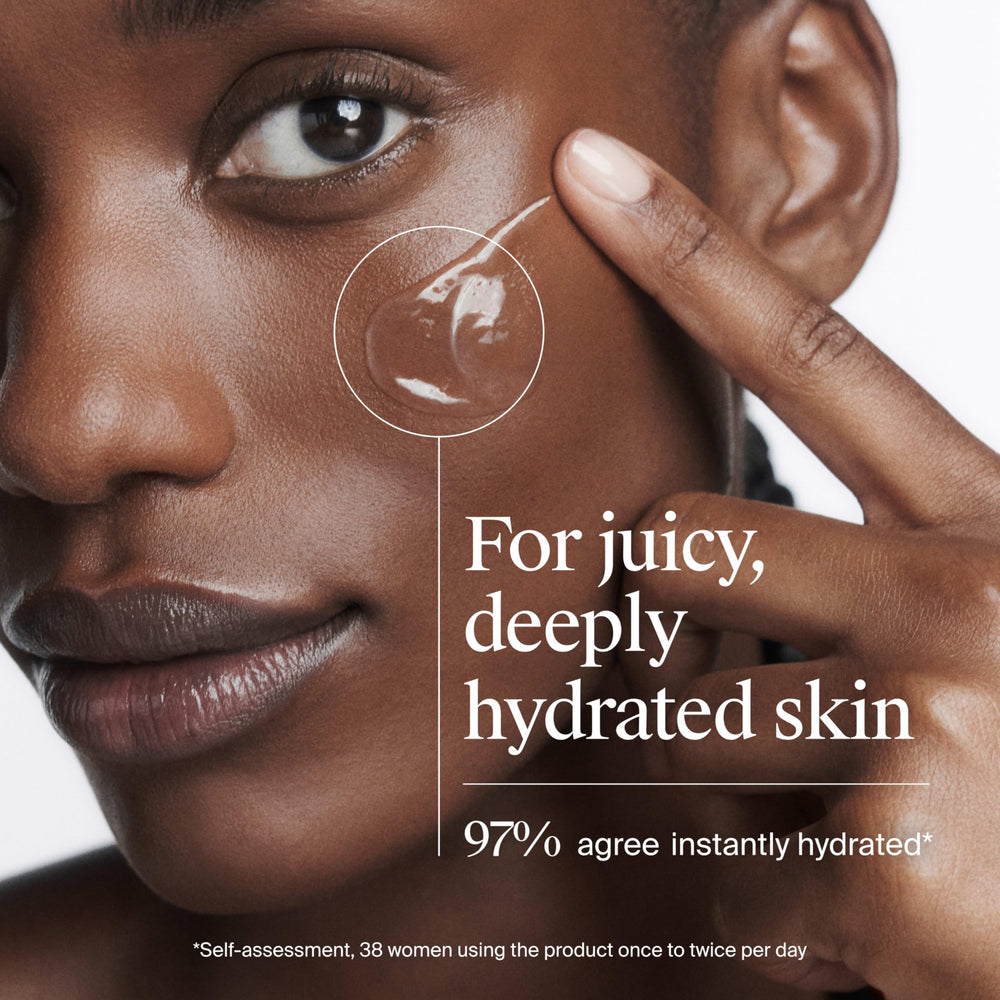 Hydrating gel texture spreading on skin for dewy appearance