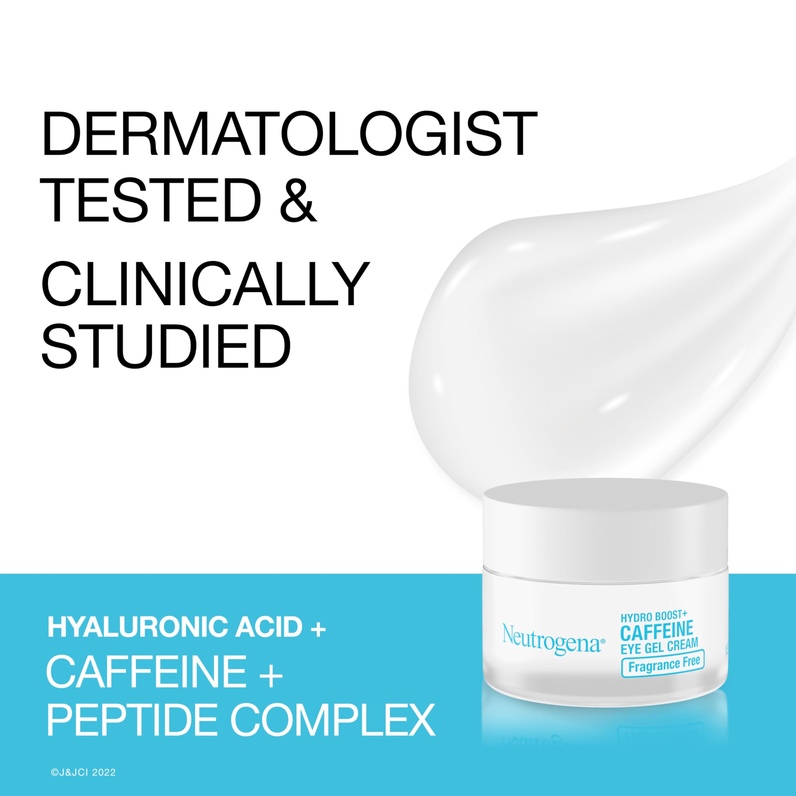 Neutrogena Hydro Boost eye cream caffeine ingredient close-up highlights antioxidant support