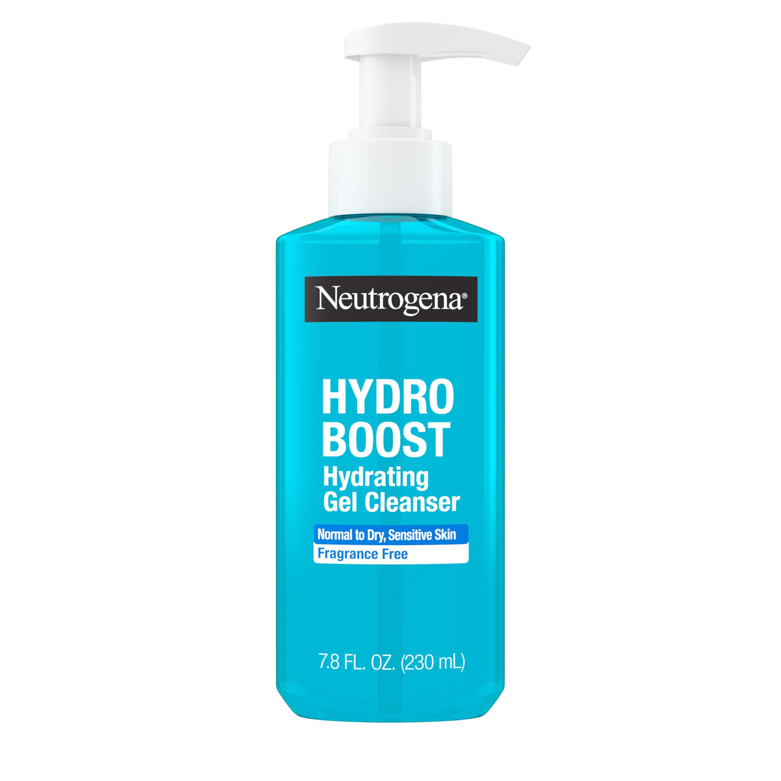 Neutrogena Hydro Boost Face Wash bottle highlights fragrance-free hydration for delicate skin