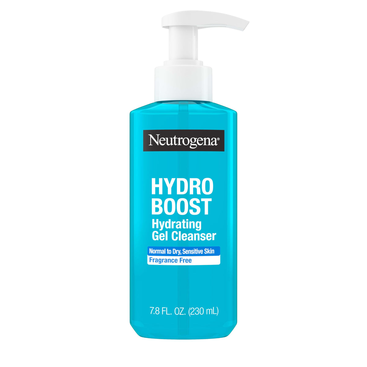 Neutrogena Hydro Boost Face Wash bottle highlights fragrance-free hydration for delicate skin