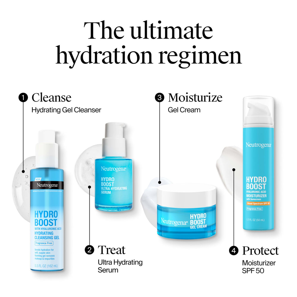 Neutrogena Hydro Boost sample display underscores dermatologist-tested reassurance