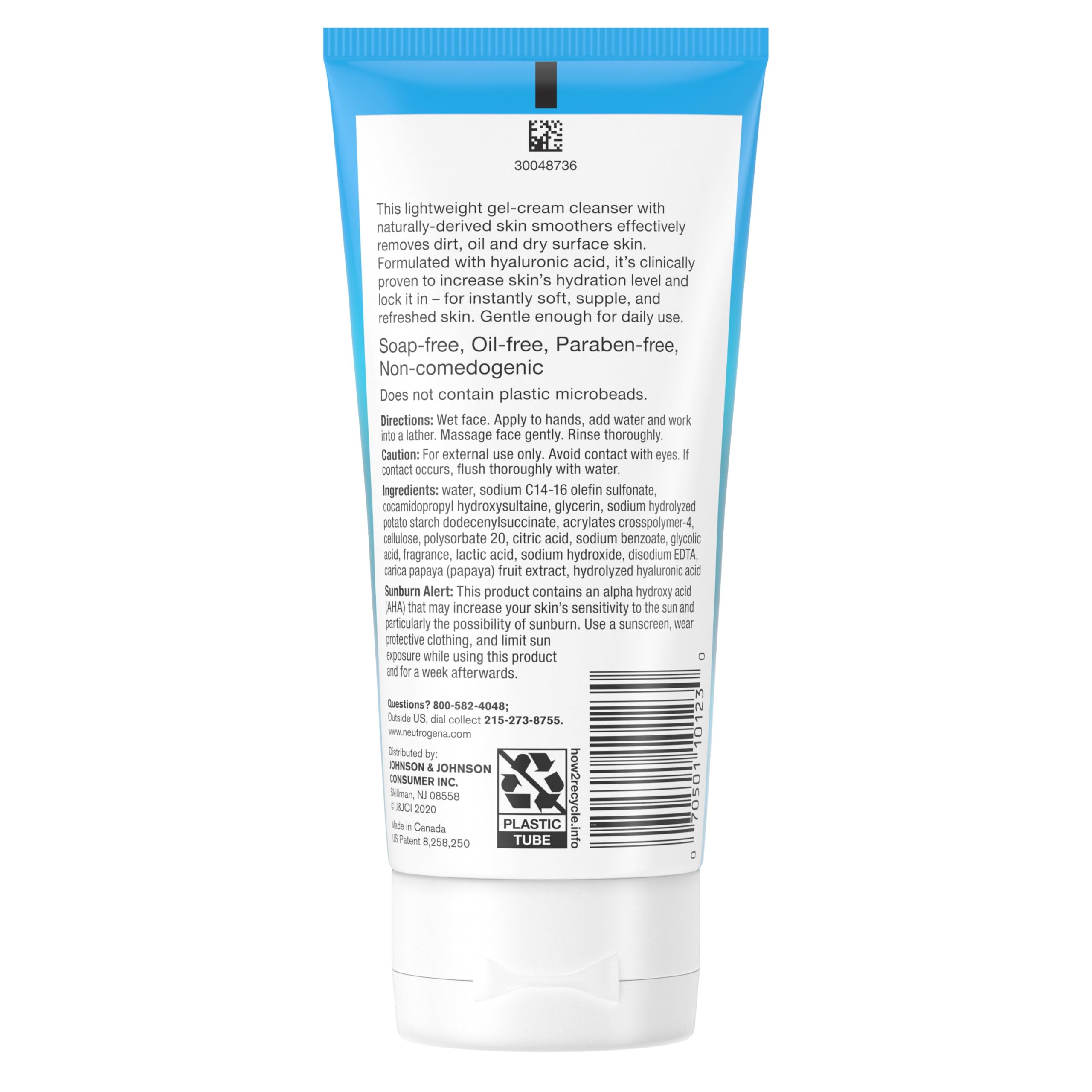 Neutrogena Hydro Boost gel-cream texture close-up suggests lightweight daily cleanser.