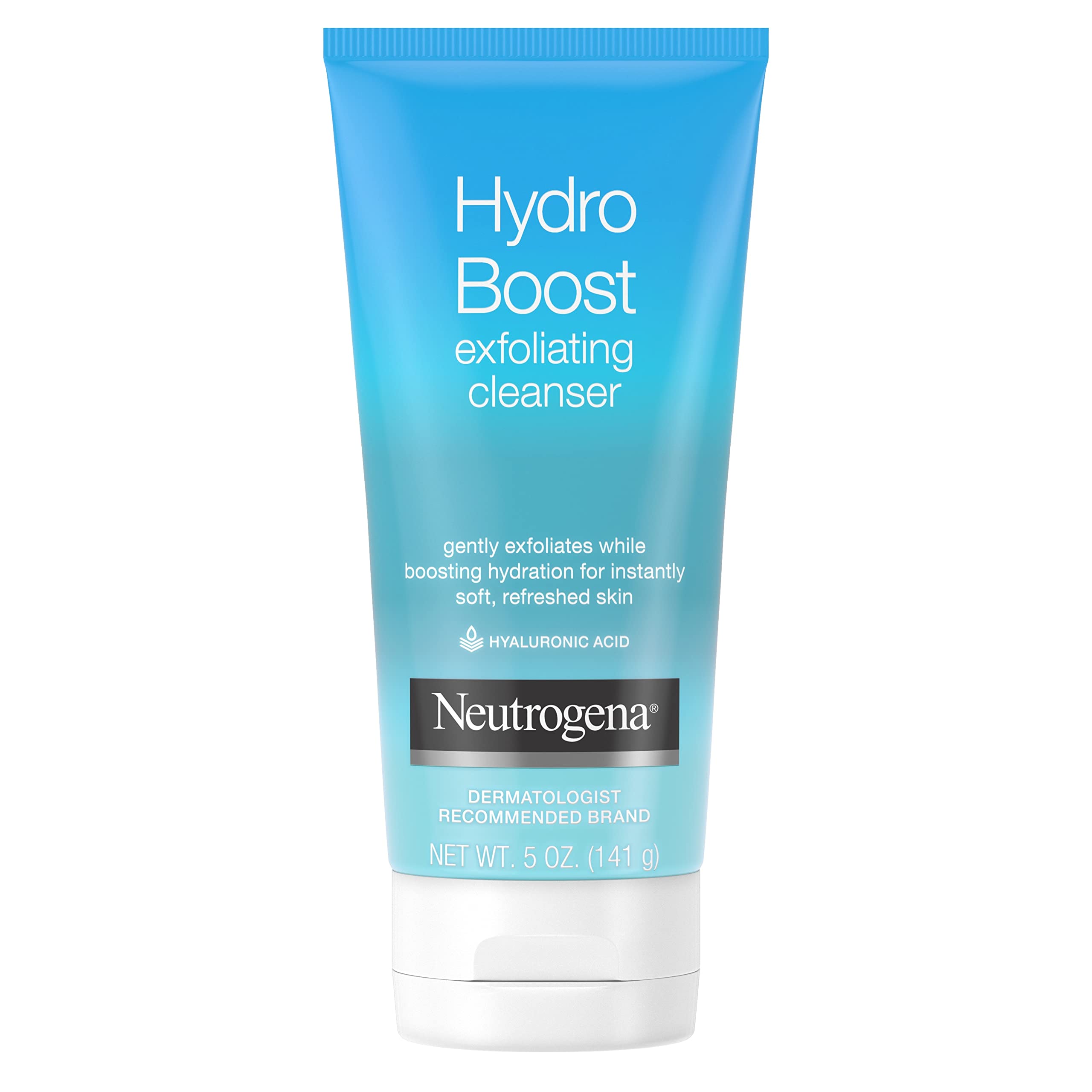Neutrogena Hydro Boost hyaluronic acid close-up highlights moisture-boosting ingredient.