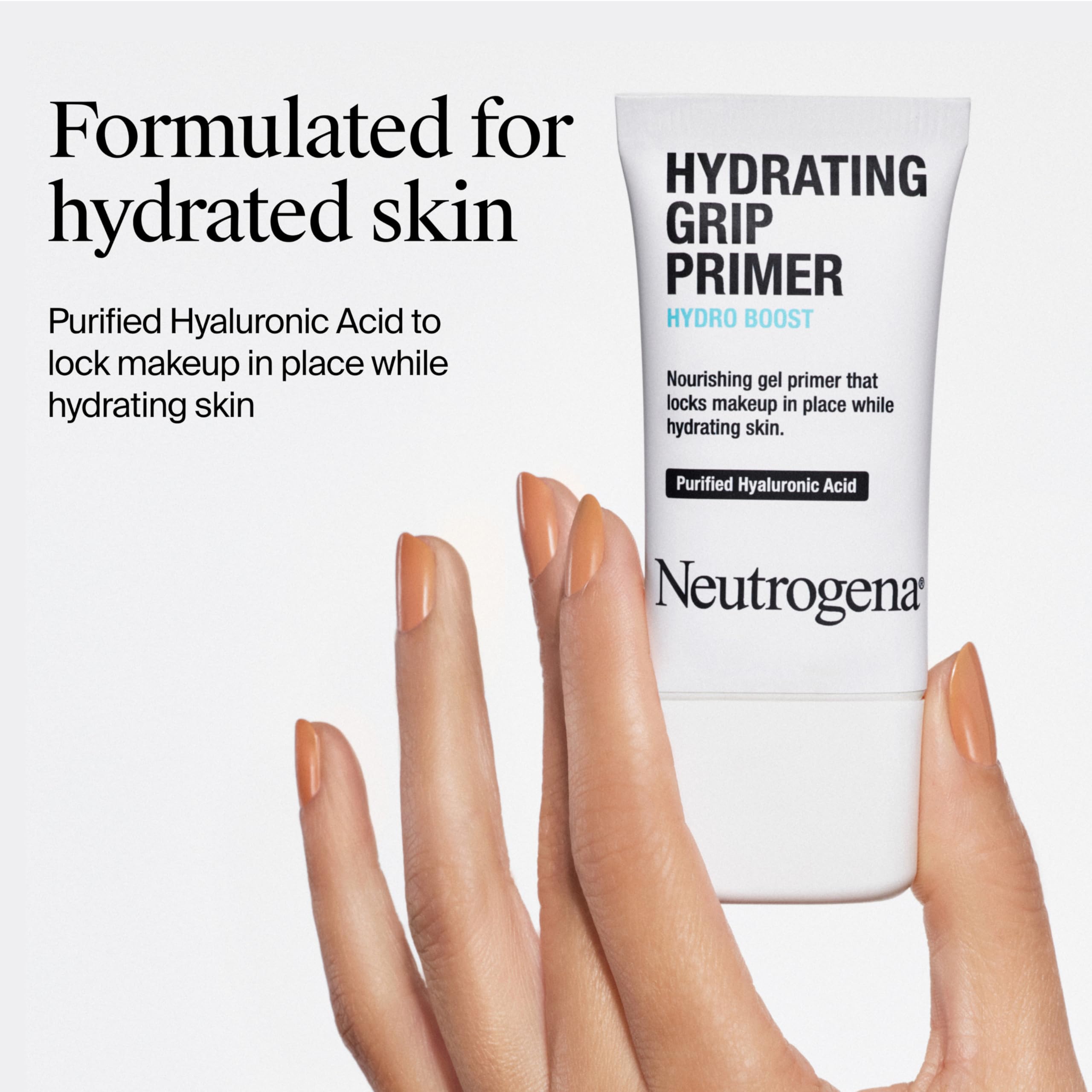 Neutrogena Grip Primer on skin shows dewy, healthy-looking canvas.