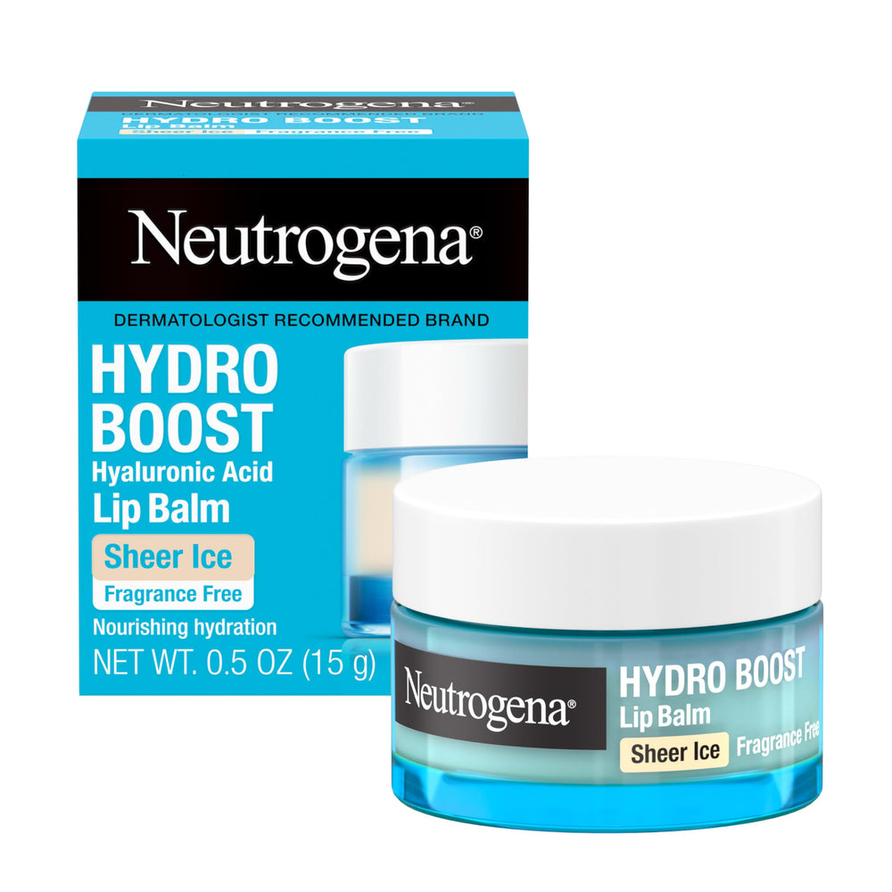 Neutrogena Hydro Boost lip balm in sheer ice, hydrates lips with a soft glow