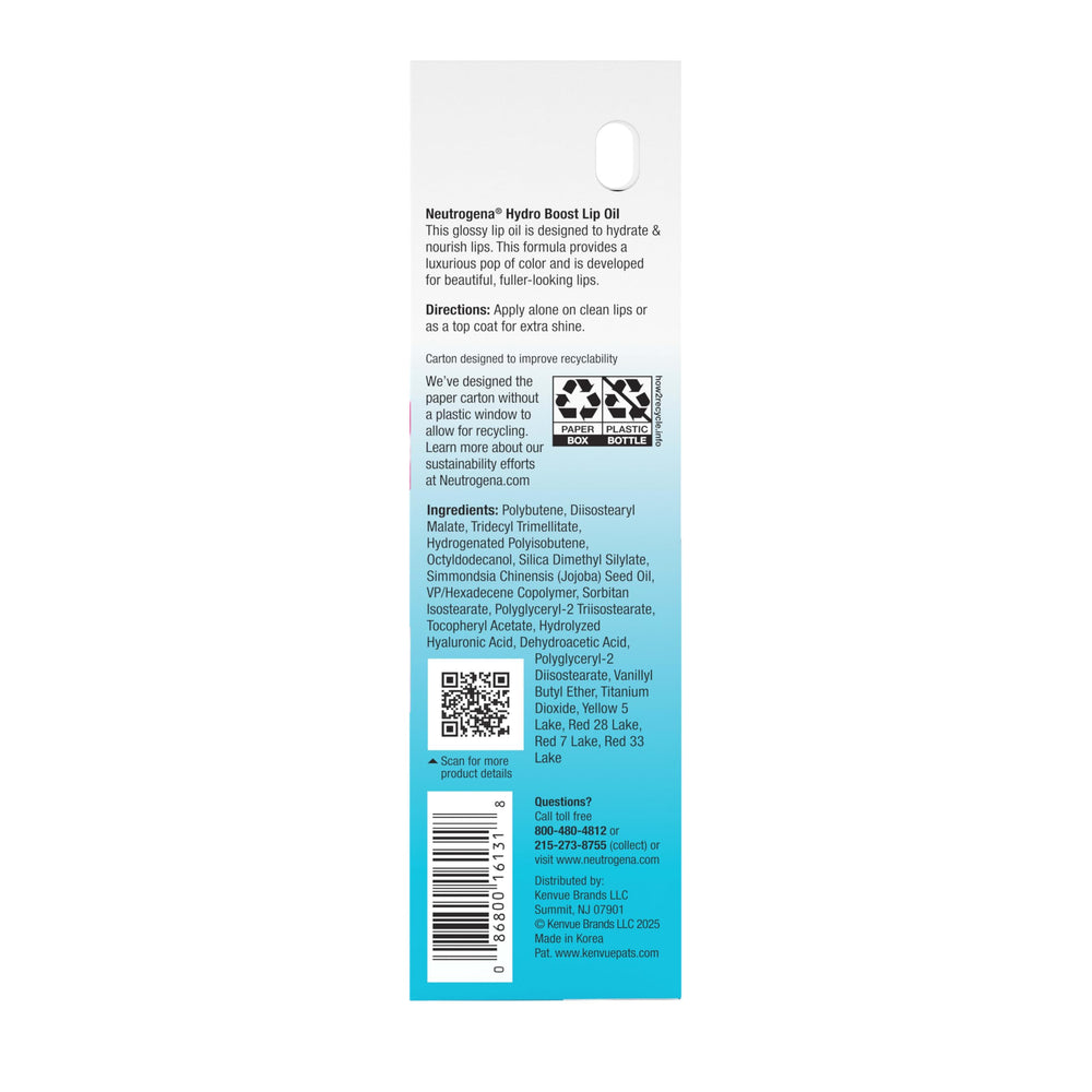 Neutrogena Hydro Boost Lip Oil nourishing care in a compact tube for on-the-go lips