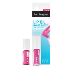 Neutrogena Hydro Boost Lip Oil Petal Pop swatch shows color and shine with daily hydration