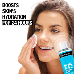 Neutrogena Hydro Boost Micellar Water bottle cap highlights easy, no-rinse cleansing.