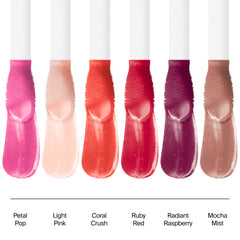 Neutrogena Hydro Boost Lip Oil Radiant Raspberry shown as topcoat for extra shine