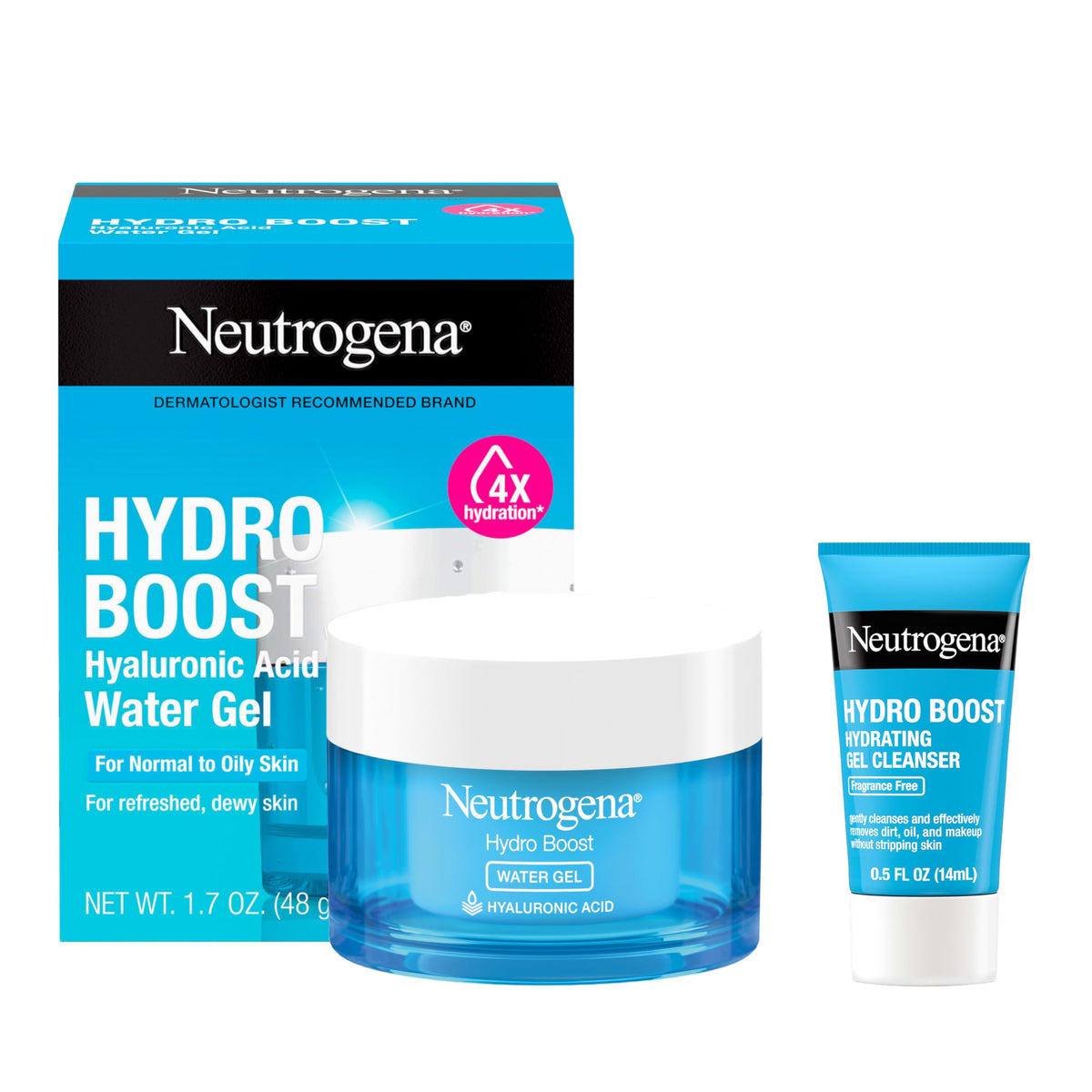 Neutrogena Hydro Boost Water Gel bottle provides lightweight hydration for normal to oily skin.
