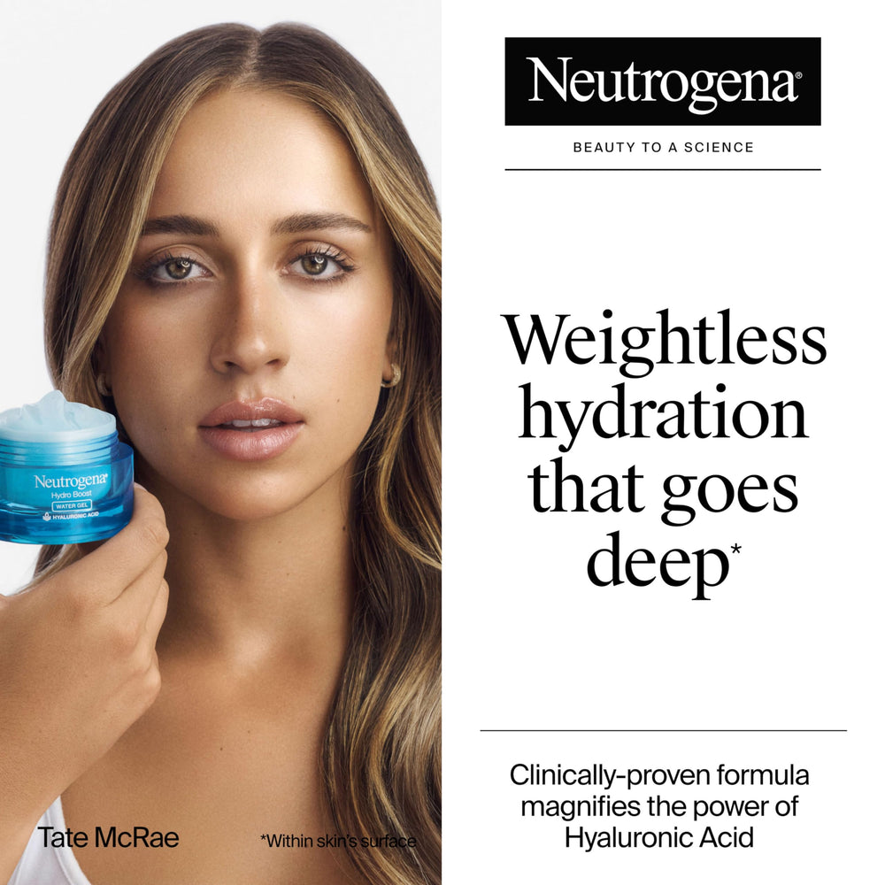 Neutrogena Hydro Boost Water Gel texture close-up showing smooth application.