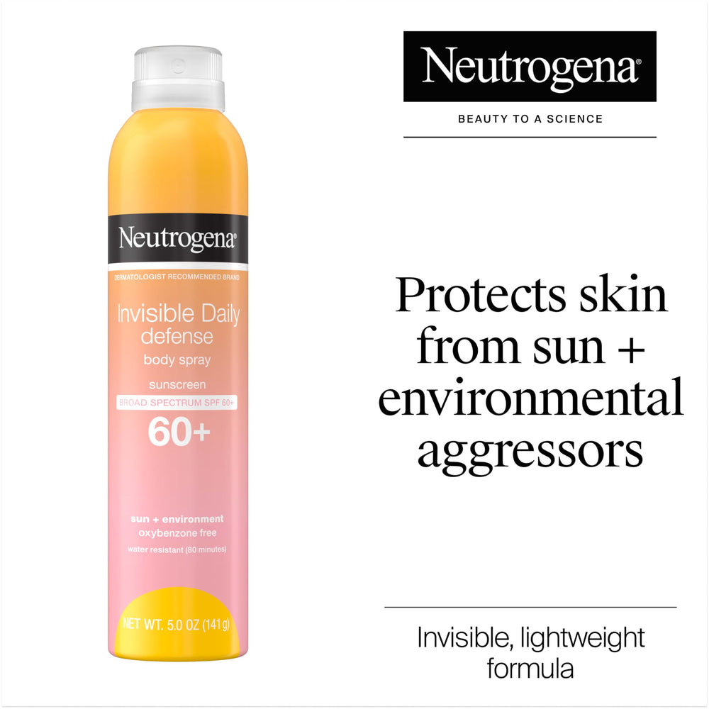 Neutrogena Invisible Daily Defense spray clear-dispense delivers coverage without white streaks.