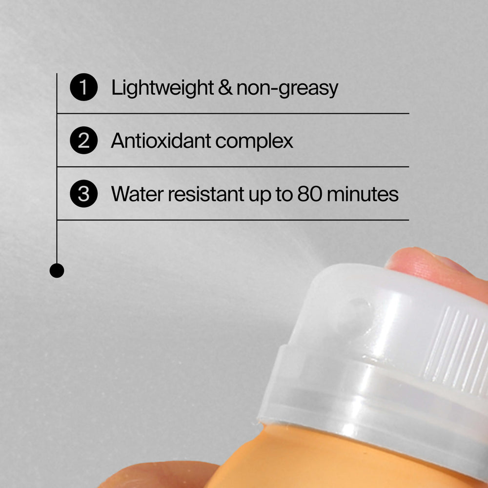 Neutrogena Invisible Daily Defense spray demonstrates water resistance up to 80 minutes.