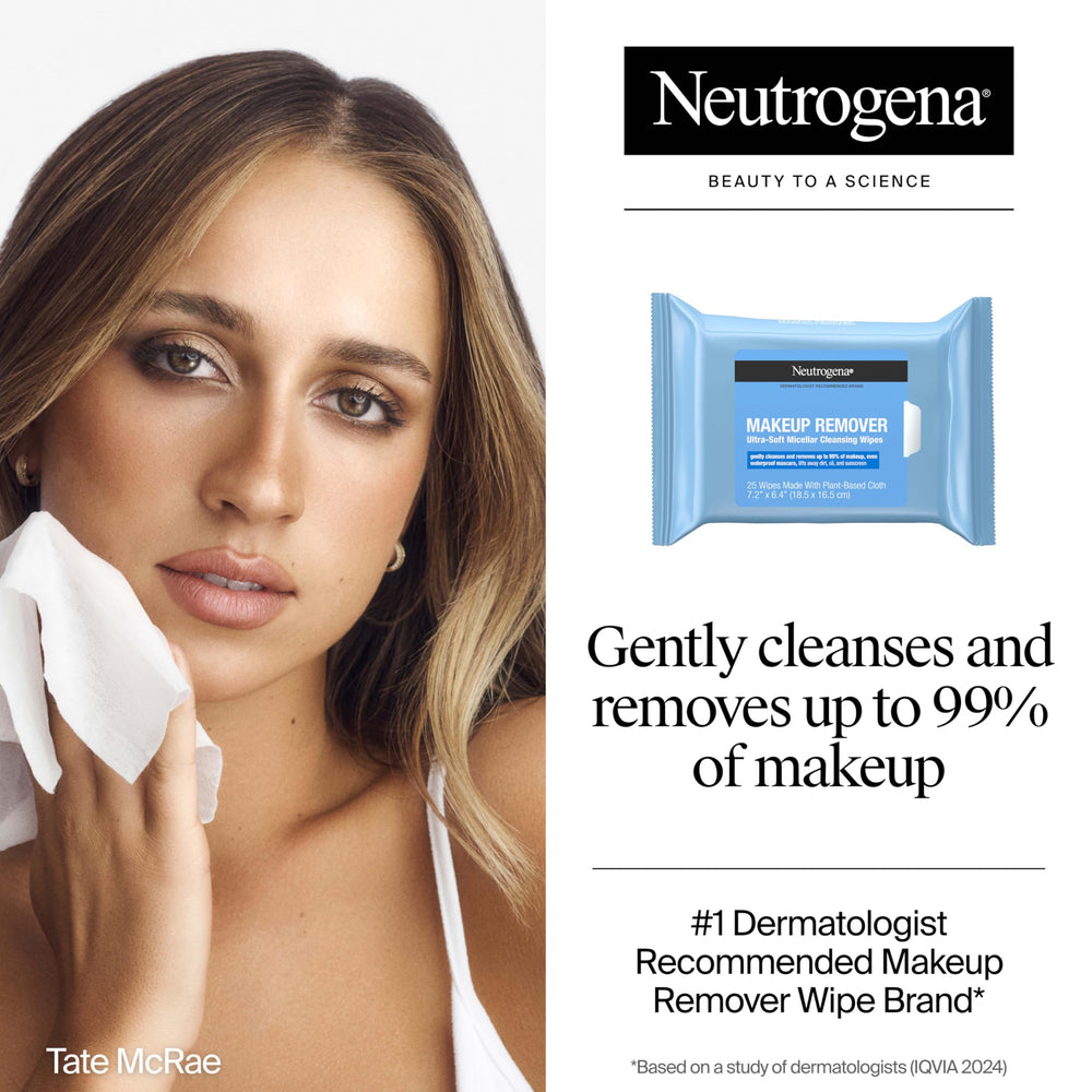 Neutrogena makeup remover wipes close-up micellar formula dissolving makeup