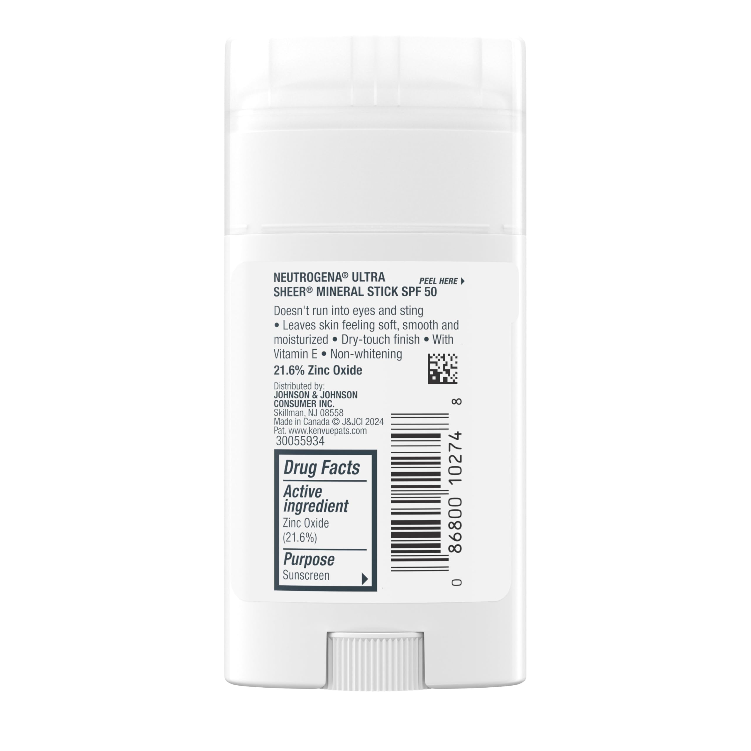 Neutrogena Mineral Sunscreen Stick with 21.6 percent zinc oxide.