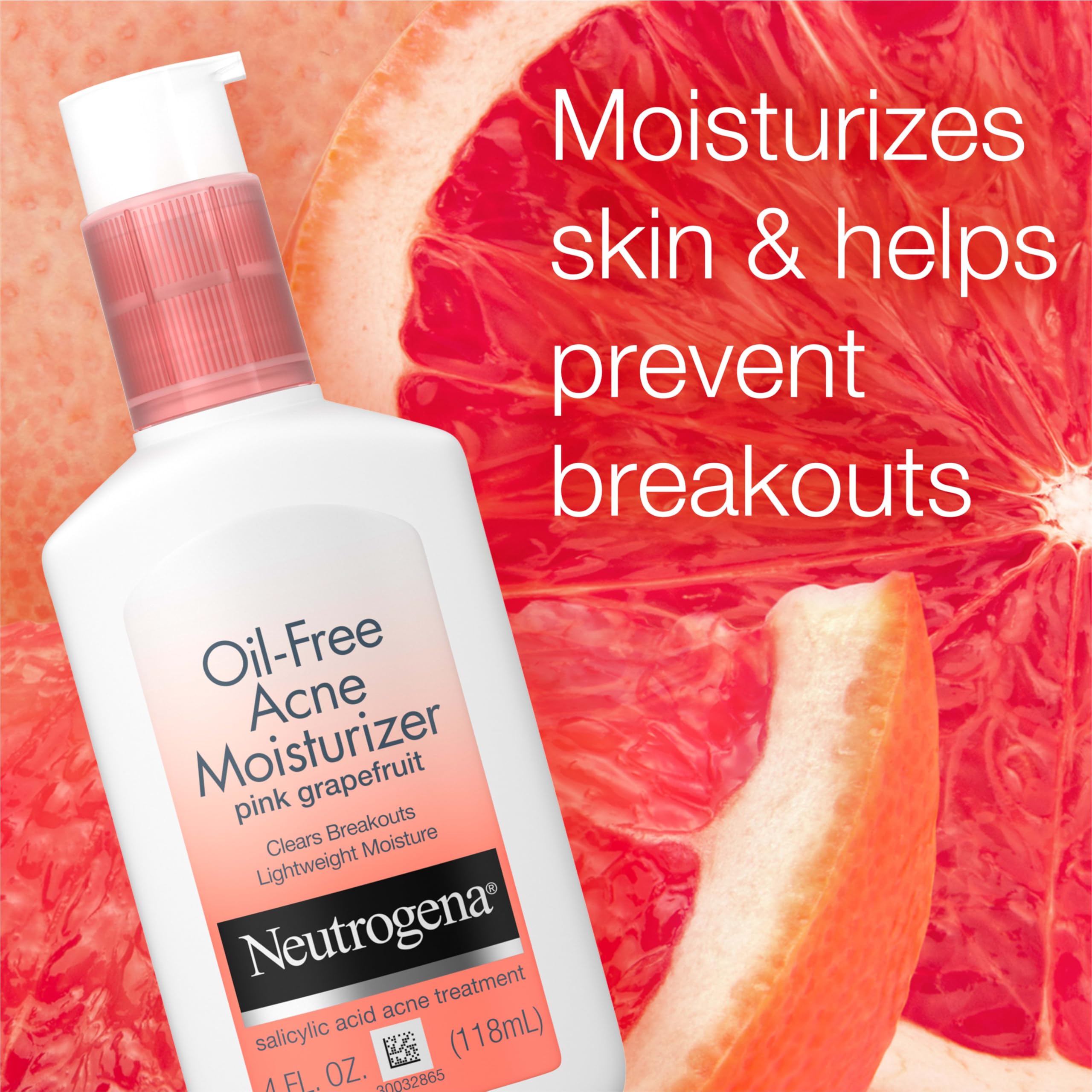 Neutrogena bottle close-up with pink grapefruit scent for refreshing feel