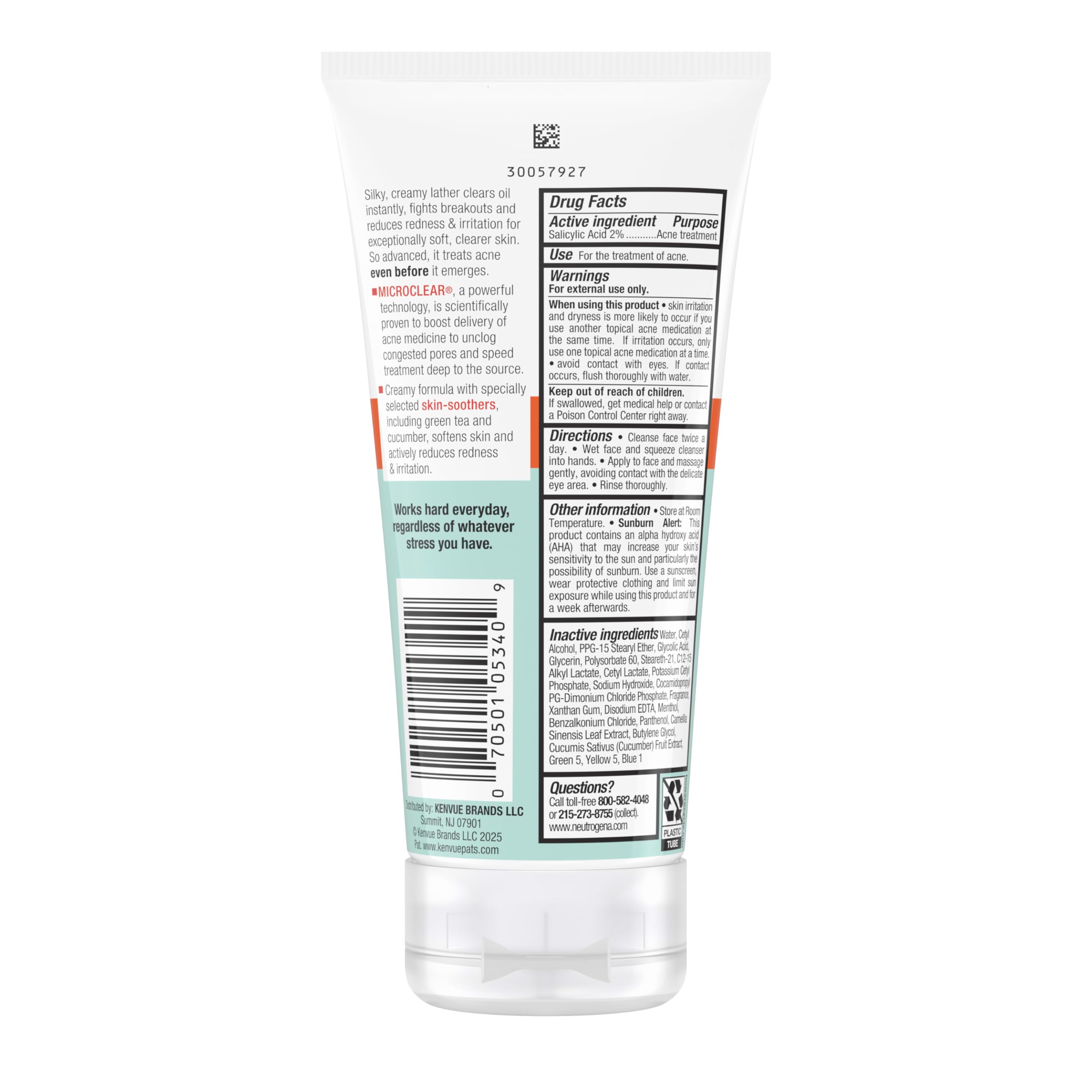 Neutrogena oil-free acne stress control cream texture applied to skin.