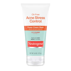 Creamy lather close-up of Neutrogena acne stress control face wash for daily use.