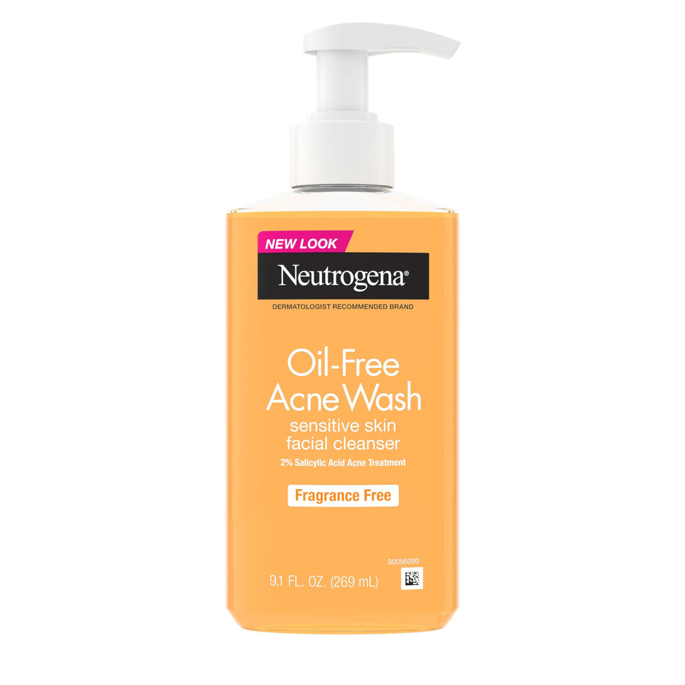Neutrogena Oil-Free Acne Wash bottle front view, daily-use oil-free formula.