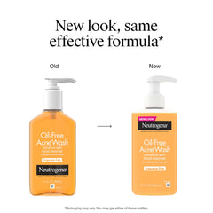 Neutrogena Oil-Free Acne Wash fragrance-free label close-up for sensitive skin.
