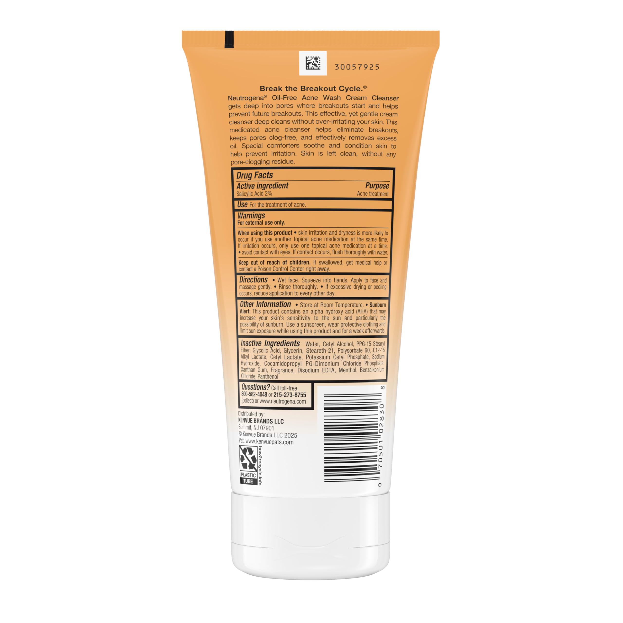 Neutrogena Oil-Free Acne Wash tube on sink for morning routine.