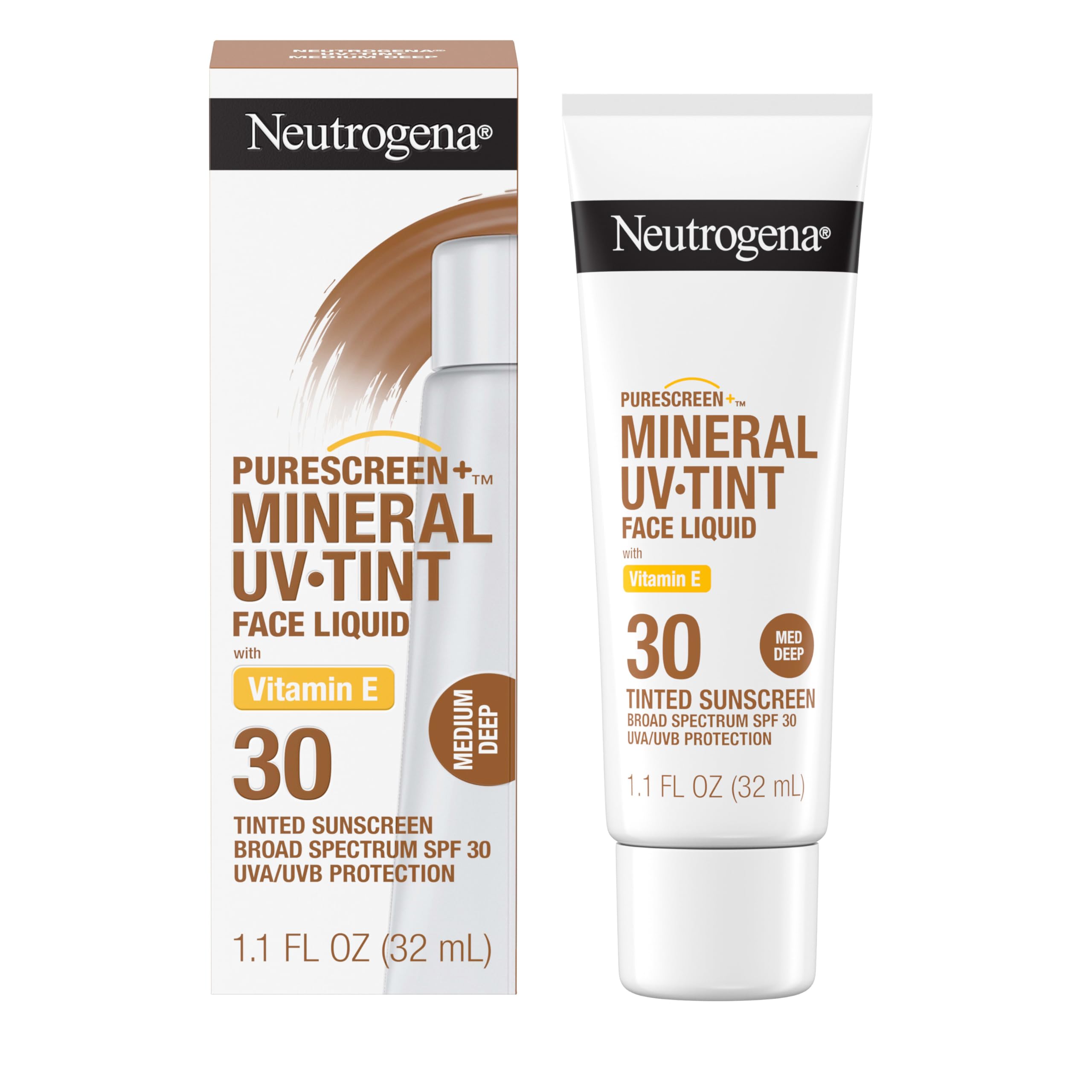 Neutrogena Purescreen+ Medium Deep swatch blends with neutral undertones.